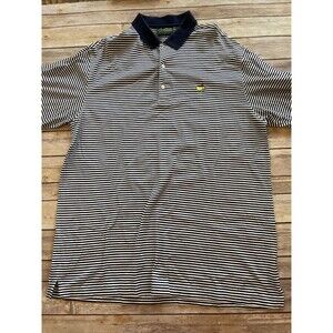 Amen Corner Augusta National Golf Polo Shirt Navy Blue White Stripe Golf Large